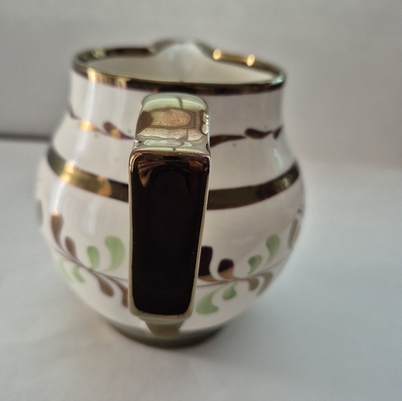 Elegant Gold and Pink Floral Lusterware Pitcher Creamer - Picture 3 of 8